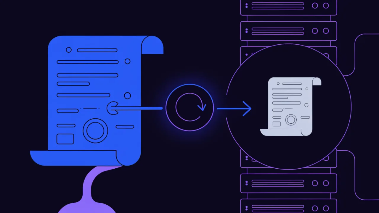 Comparison of a fresh certificate file on disk versus the stale certificate held in the nginx process memory, bridged by a deploy hook that reloads the service
