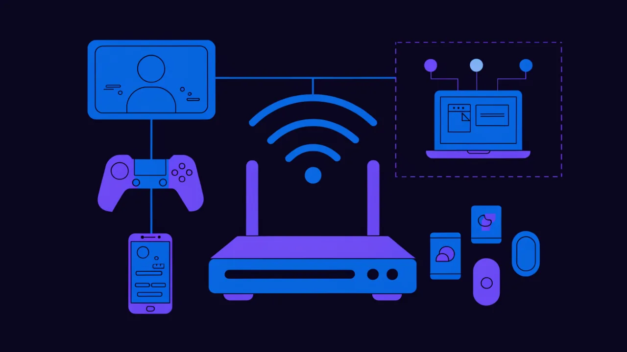 Home network diagram: the router distributes resolver addresses over DHCP to all devices while one manually configured device ignores them
