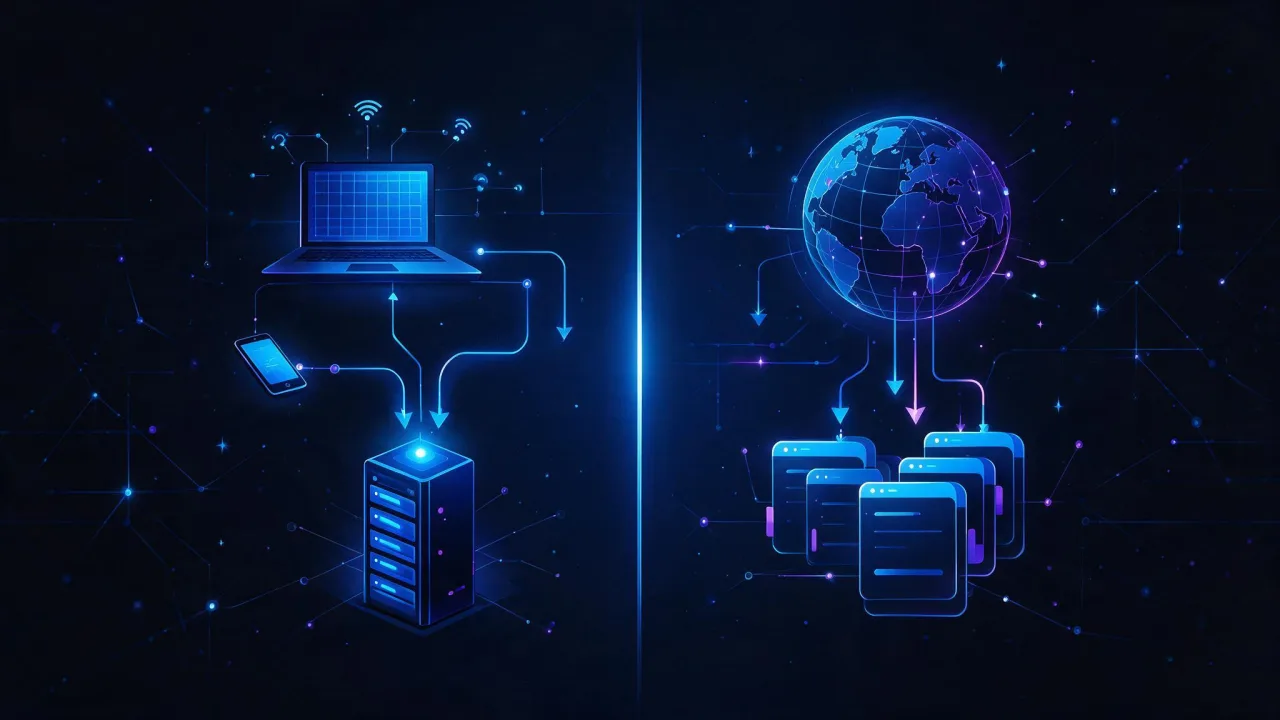 Diagram of two DNS configuration scenarios: a device selecting a resolver on the left, a domain owner editing zone records on the right