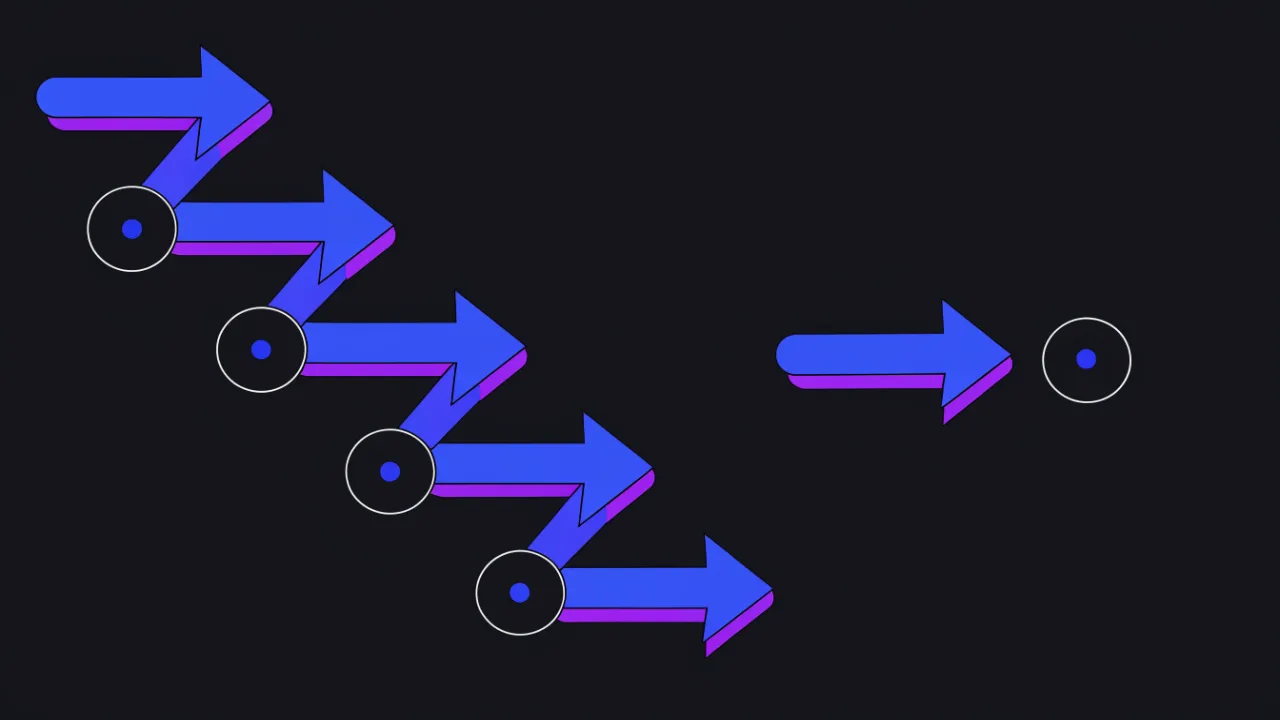 Comparison diagram: a chain of three redirects versus a single direct hop to the canonical address
