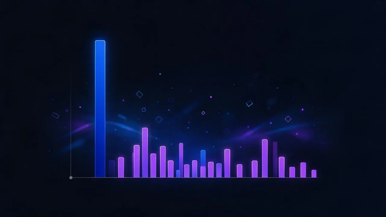 Histogram of request durations with a tall narrow column at a single round number and a low wide spread elsewhere