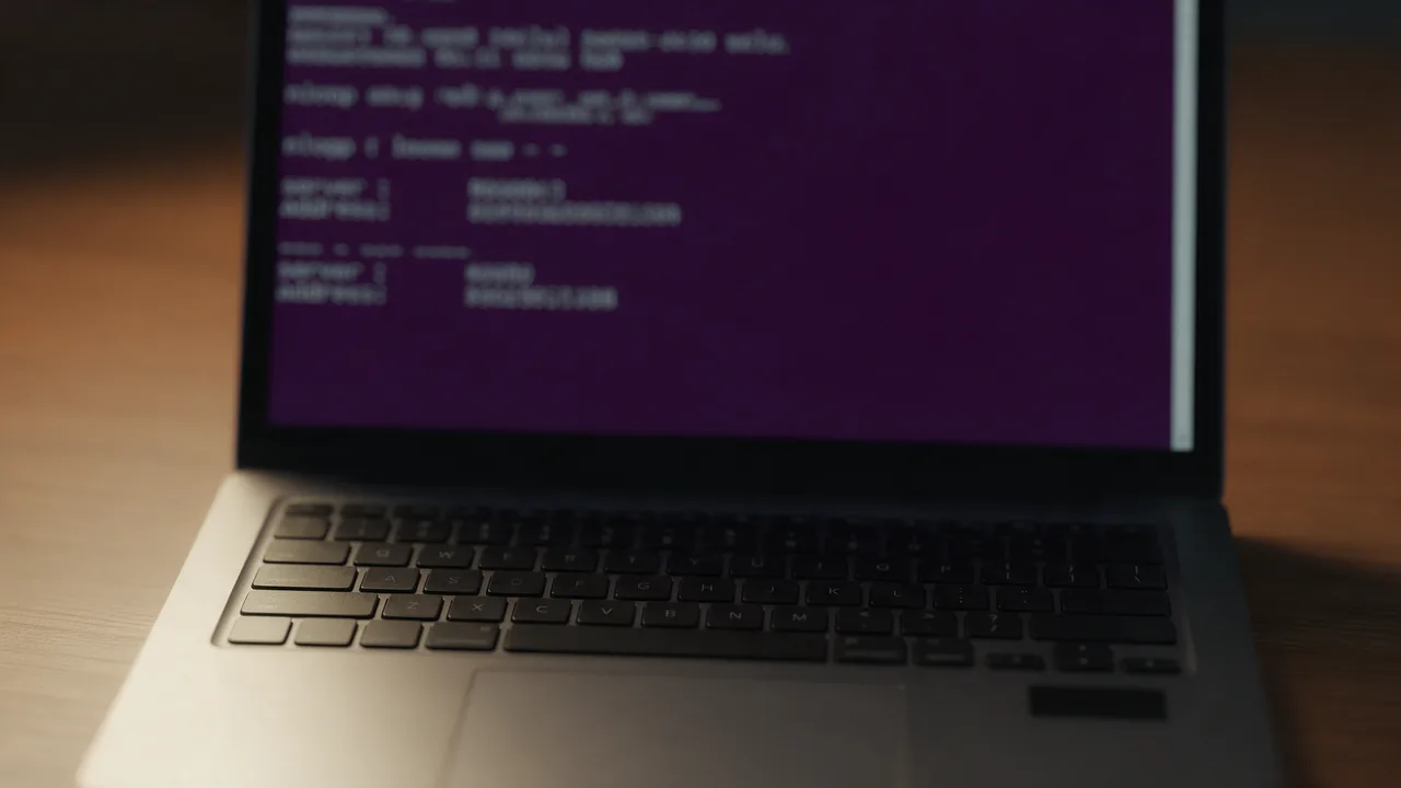 Командная строка с запросом nslookup и ответом сервера