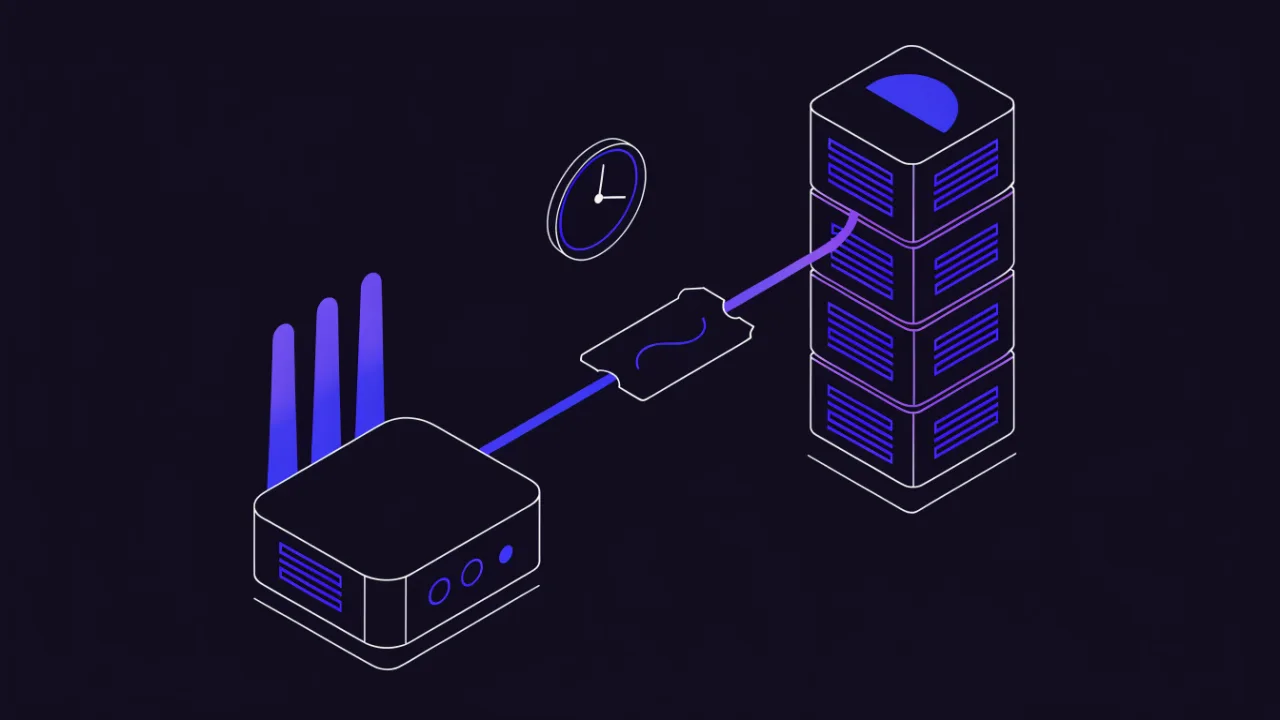 Diagram of address assignment: subscriber router requests an address from the ISP DHCP server and receives an address with a lease time
