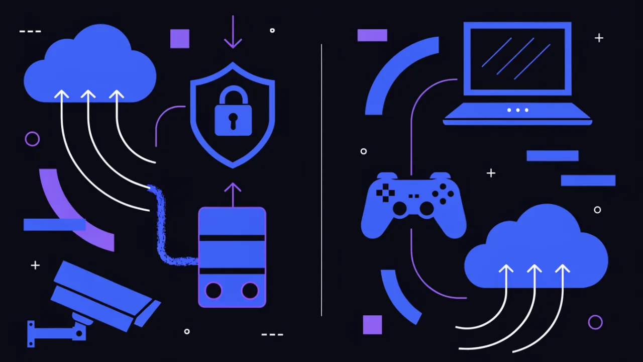 Comparison of scenarios: home server, VPN gateway and cameras need a public address, while browsing and gaming work behind NAT
