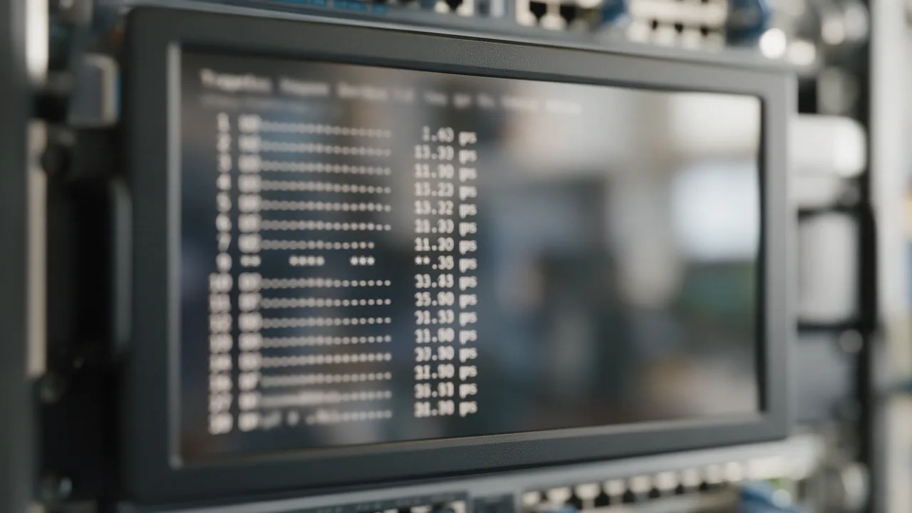 Вывод traceroute в терминале со списком узлов и строкой из звёздочек