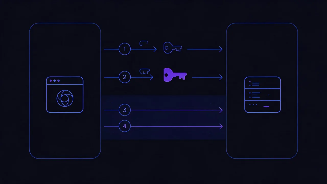 TLS handshake diagram: ClientHello carrying a key share, ServerHello, certificate and signature, Finished