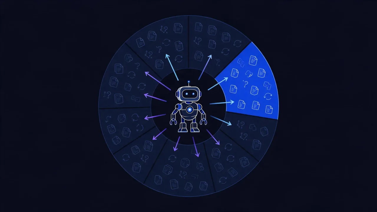 Diagram of crawl distribution: most robot requests going to duplicates, parameter URLs and redirects, a smaller share to useful pages
